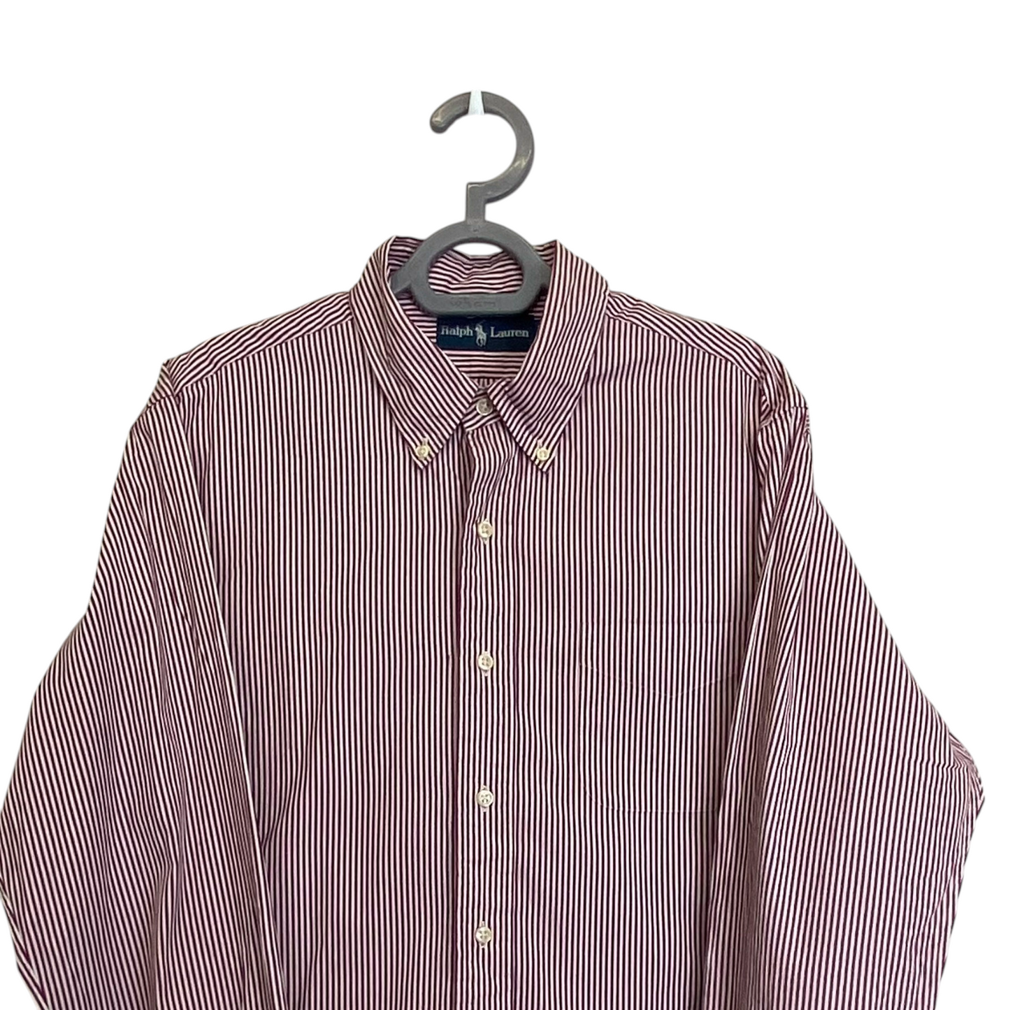 Ralph Lauren Shirt Mens Large Pink Striped Long Sleeve Collar Casual Button Down