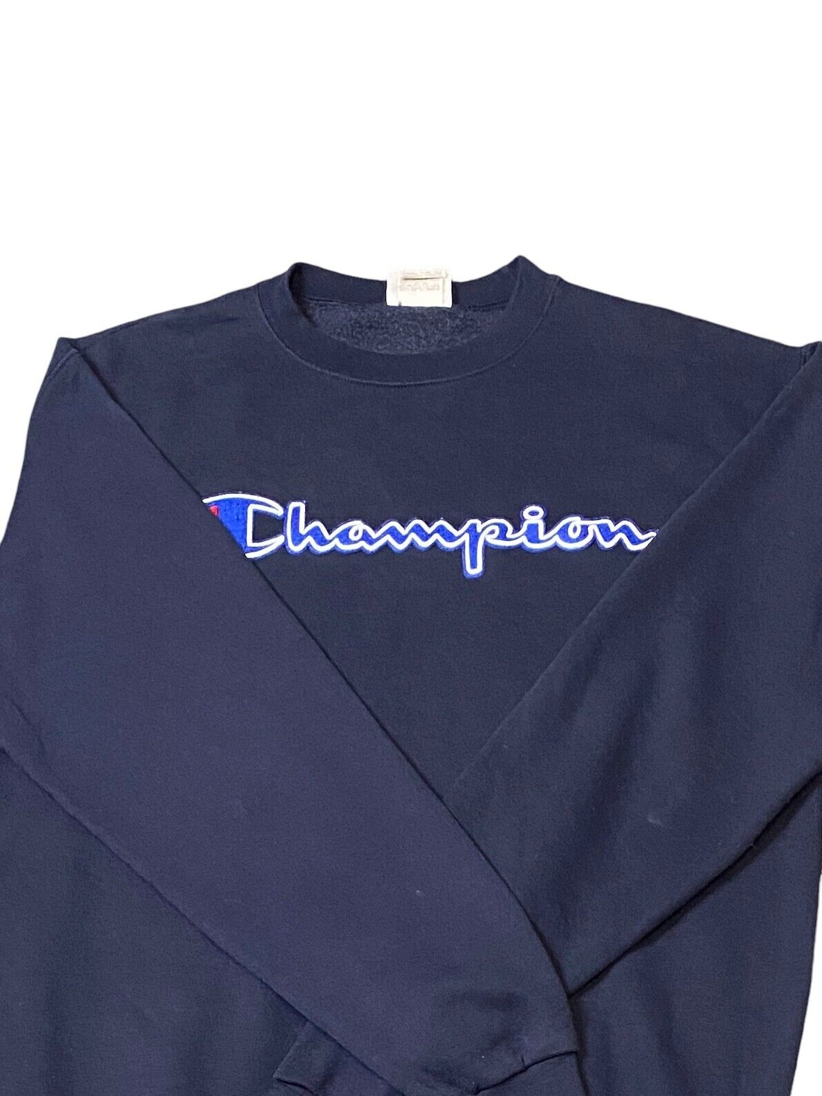 Champion Sweatshirt Men's Medium Navy Embroidered Logo Long Sleeve Crew Pullover