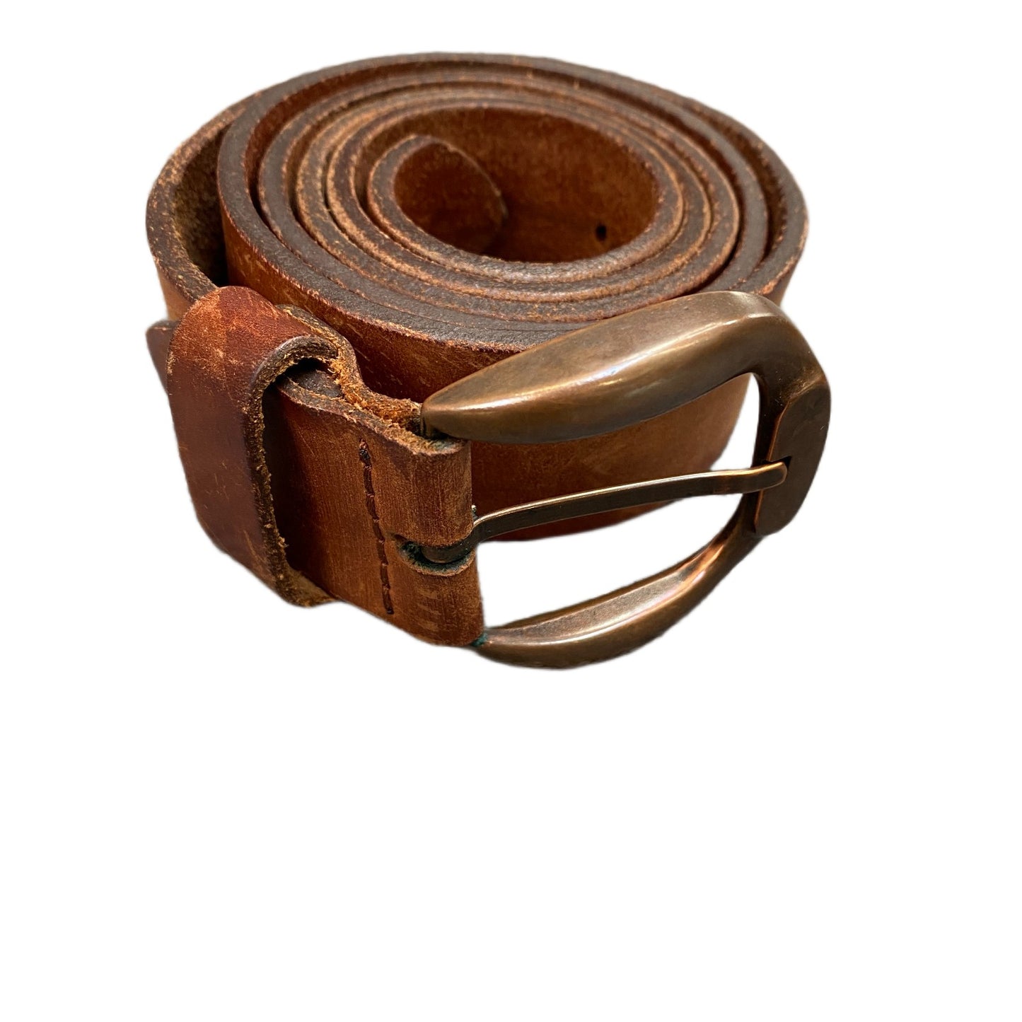 Weaver Jeans Waist Belt Mens Brown Leather Adjustable Brass Buckle 46.5 Inches