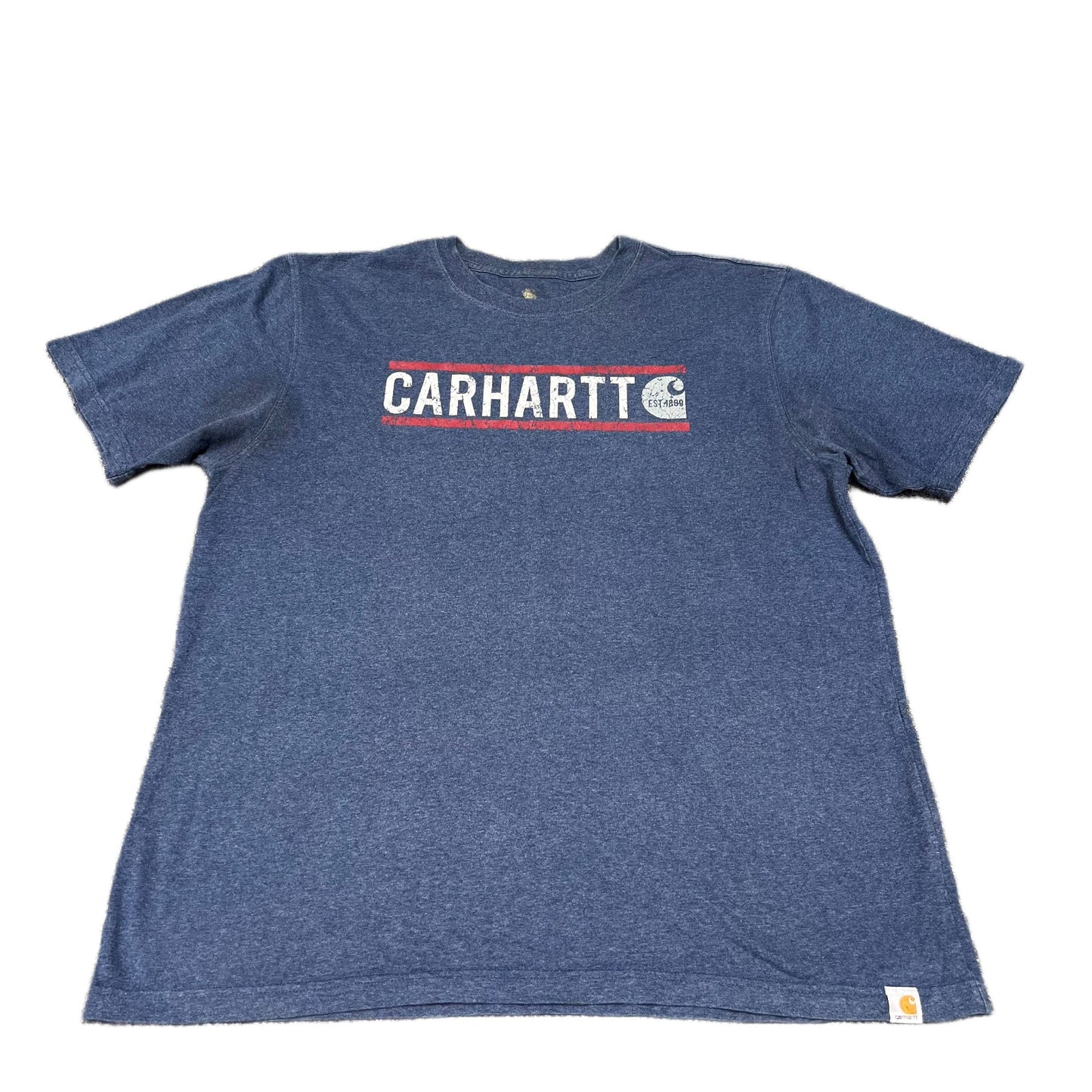 Carhartt T-Shirt Men Large Blue Graphic Logo Relaxed Fit Short Sleeve Summer Tee