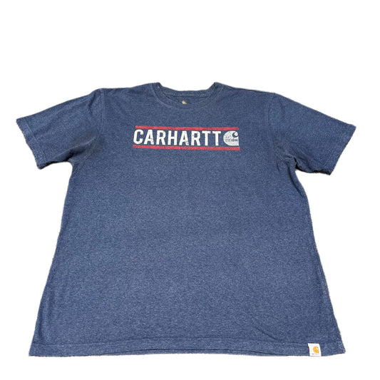 Carhartt T-Shirt Men Large Blue Graphic Logo Relaxed Fit Short Sleeve Summer Tee