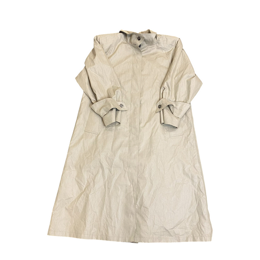 Long Coat Womens M Cream Pockets Long Sleeve Vented Button Front Casual Outdoor