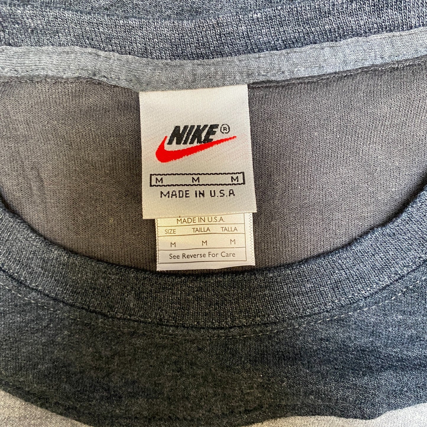 Nike Reworked Sweatshirt Mens M Black Grey Embroidered Spellout Logo Vintage Y2K