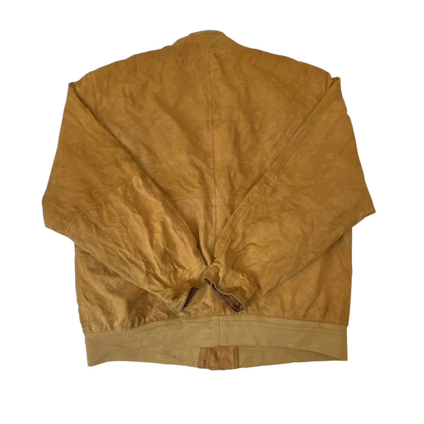 Bugatti Bomber Jacket Mens Large Brown Suede Leather Long Sleeve Button Front