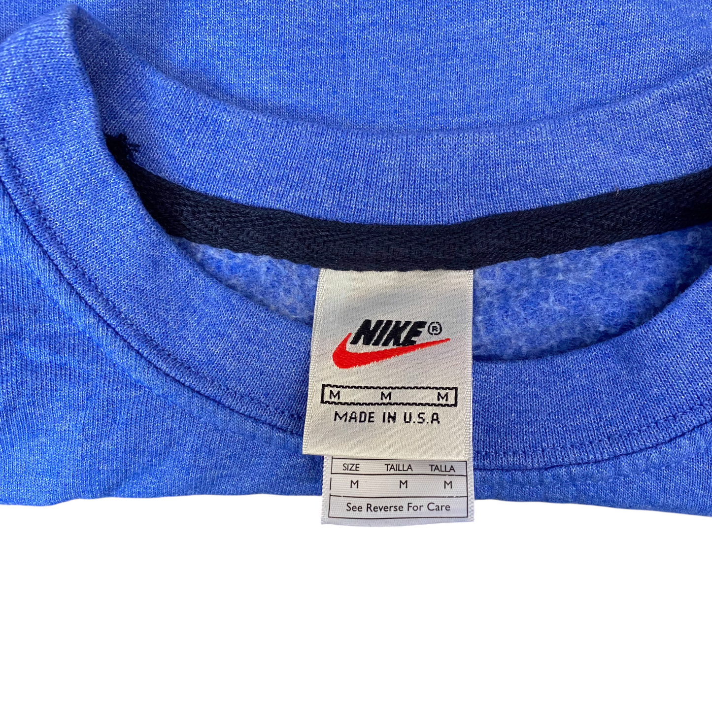 Nike Reworked Sweatshirt Mens M Brown Blue Embroidered Spellout Logo Vintage Y2K