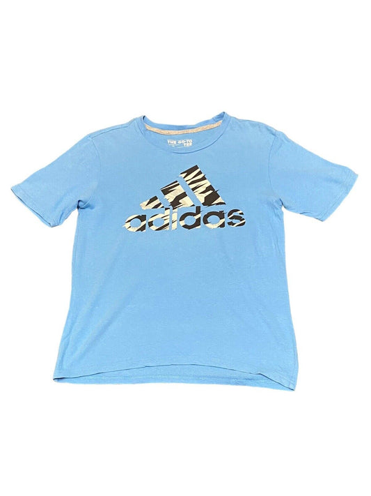 Adidas T-Shirt Blue Womens L Chest Logo