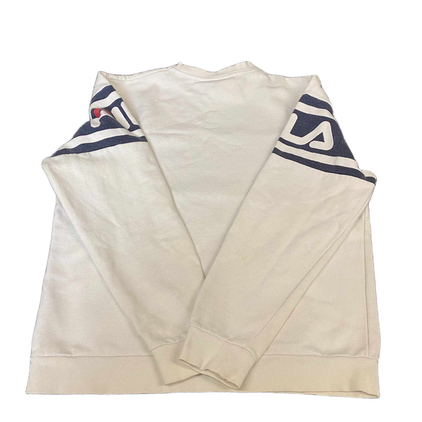 FILA Sweatshirt Womens Large White Fleece Lined Long Sleeve Crew Neck Pullover