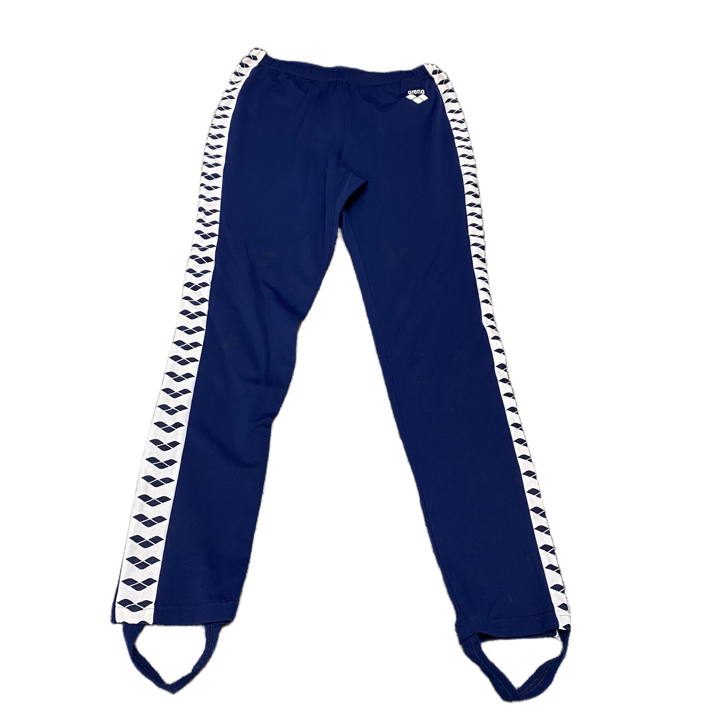 Arena Jogger Fits as Womens 26" Waist Blue White Elastic Waist Stirrup Trouser