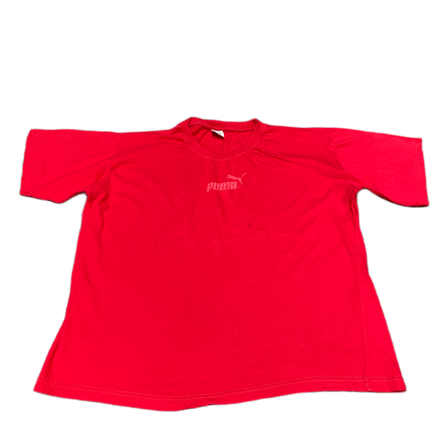 PUMA T-Shirt Womens Large Red Graphic Logo Short Sleeve Crew Neck Pullover Tee