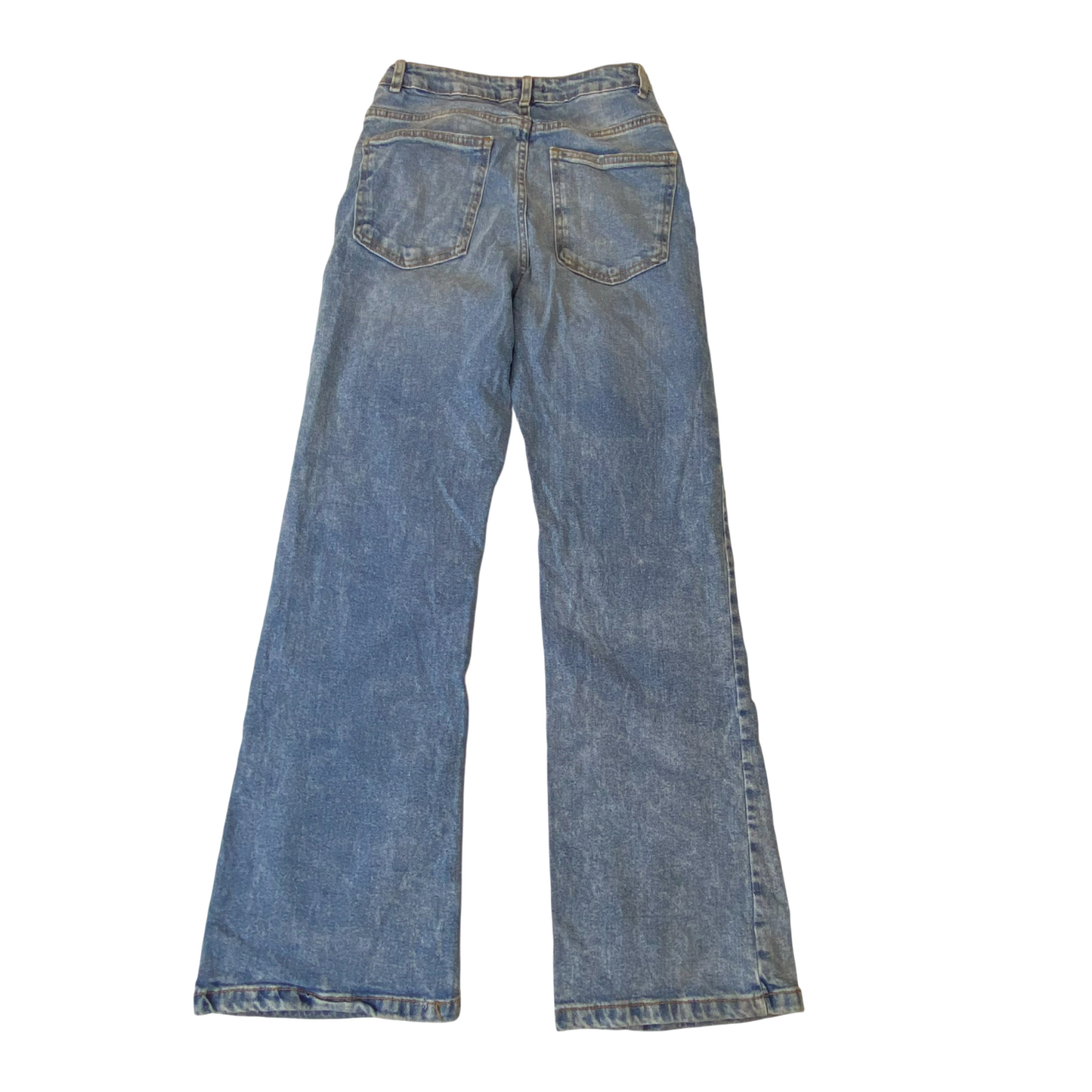 Kiabi Jeans Womens Small W24 L28 Blue Denim Acid Wash Bootcut Pockets Outdoor