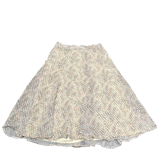 Womens Maxi A Line Skirt L Blue White Floral Print Lined Elastic Waist Pull On