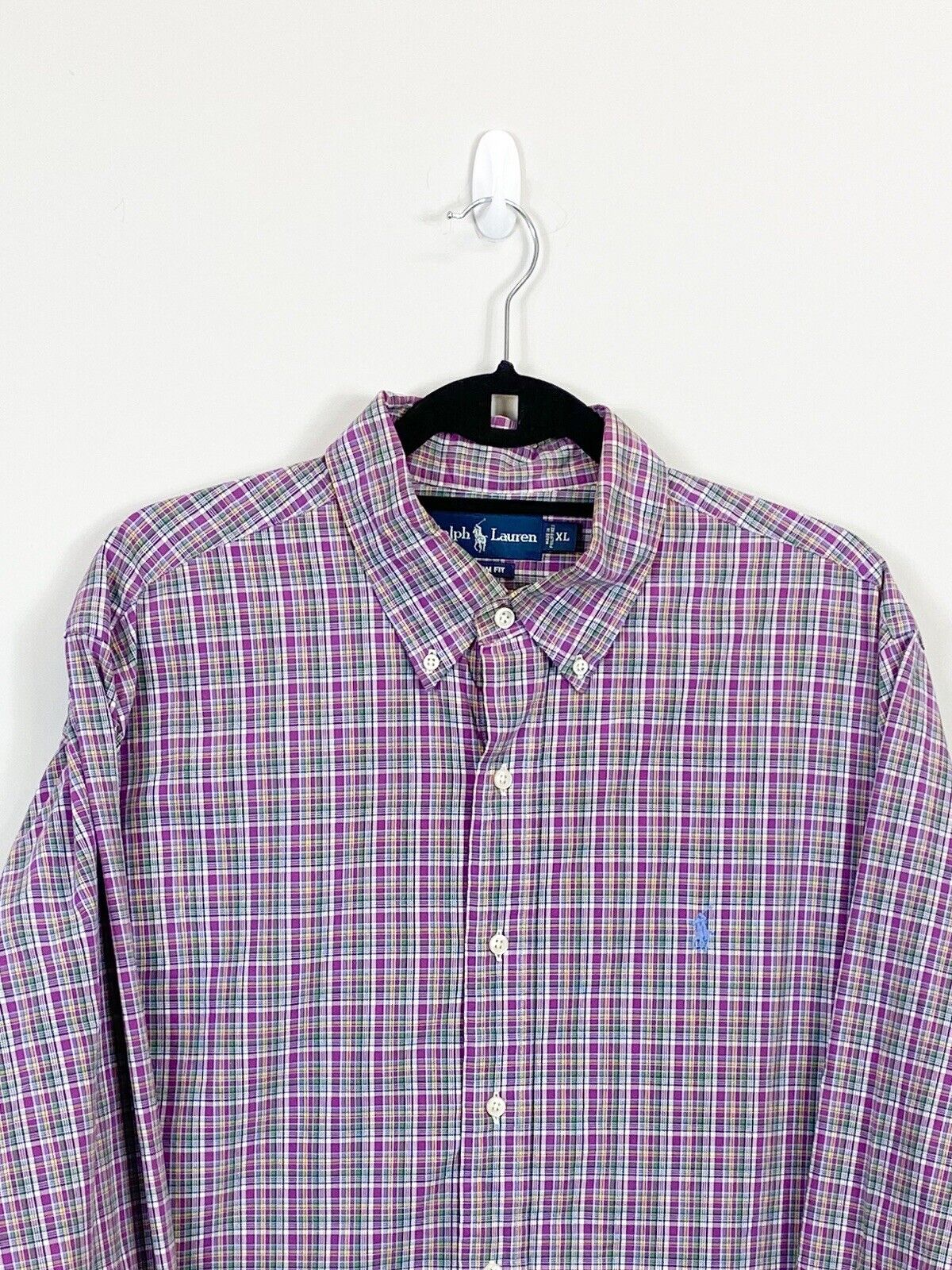 Ralph Lauren Buttoned Shirt Mens XL Pink Multicoloured Check Long Sleeve Pony