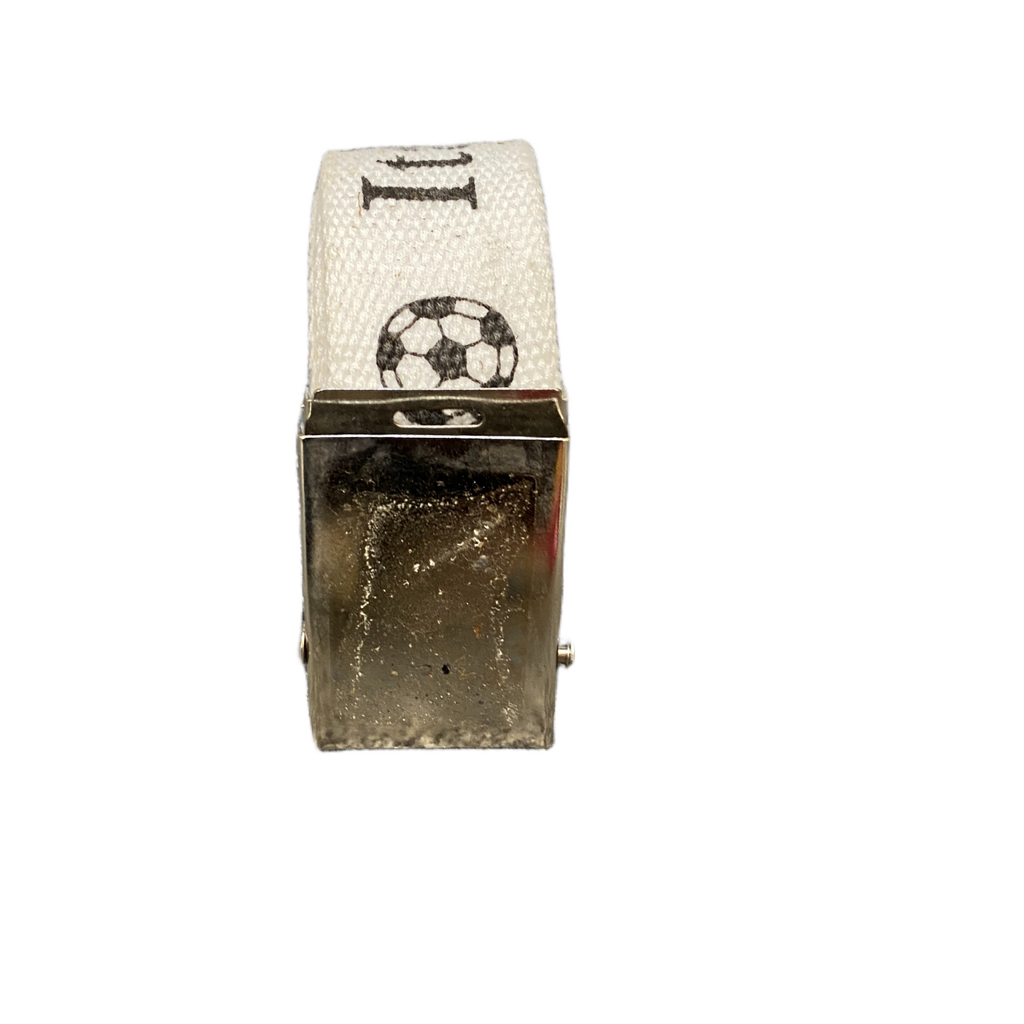 Men's Military Belt White Soccer ball Graphics Flip-Closure Buckle 41.5 inches