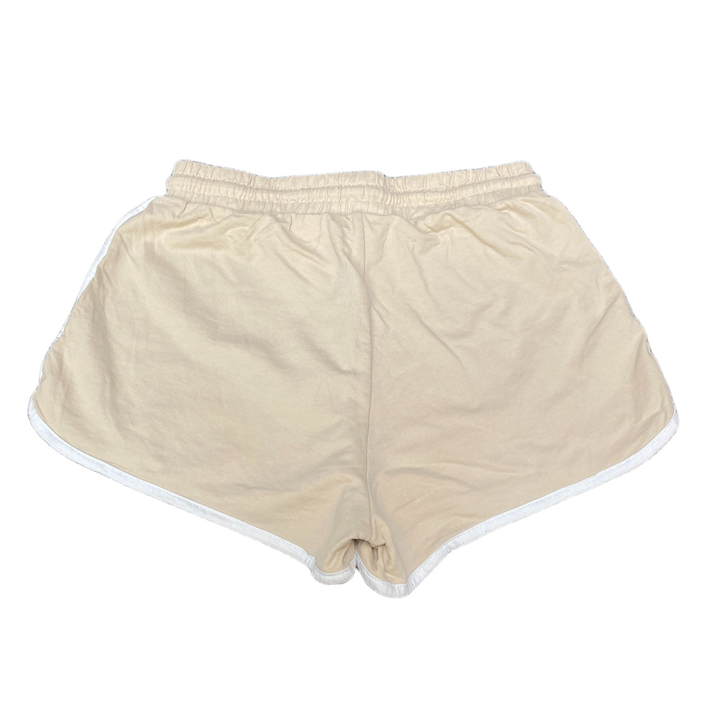 Running Sprinter Shorts Womens S 30" Waist Beige Stretch Drawstring Dolphin Hem