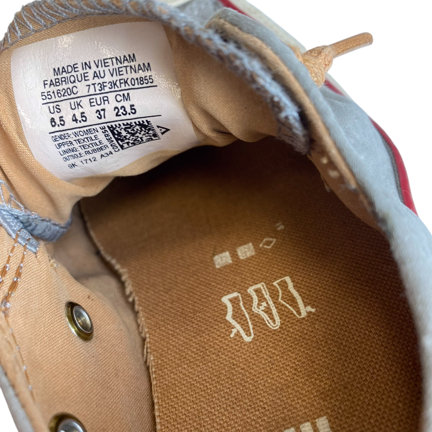 Converse All Star Trainers Shoes Women's 4.5 Grey Textile Upper Low Top Lace Up