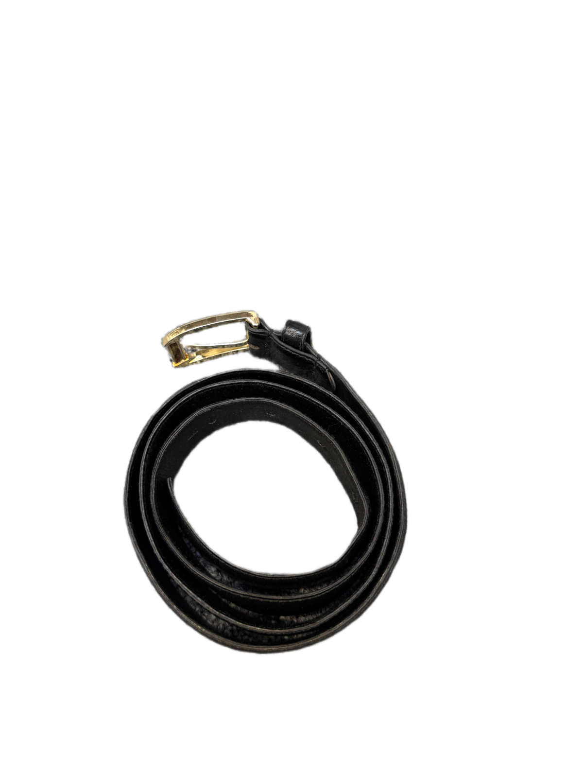 Schuchard & Friese Waist Belt Mens Black Leather Gold Tone Buckle 41.5 inches