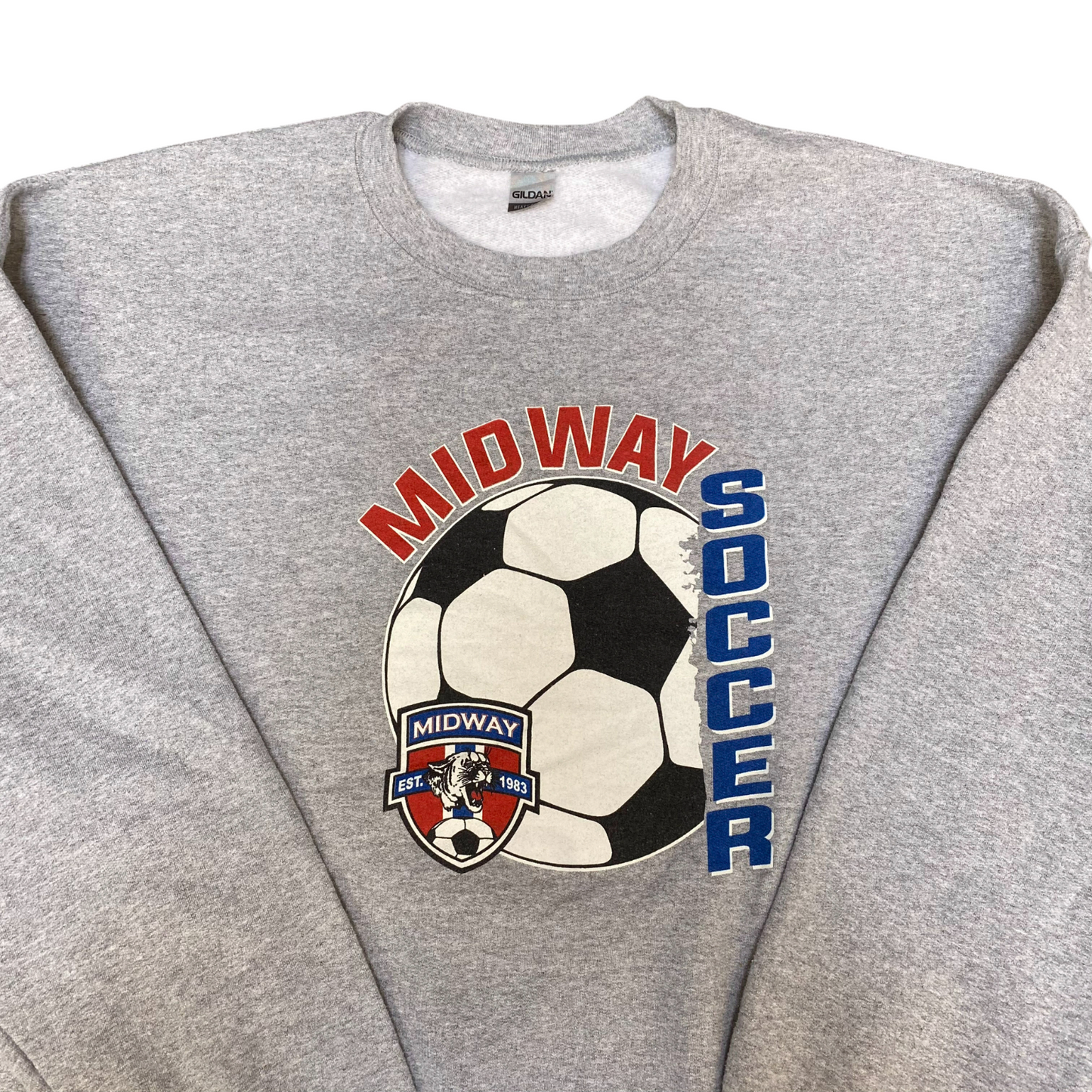 Gildan Midway Soccer CADY #00 Sweatshirt Mens Medium Grey Crew Neck Pullover