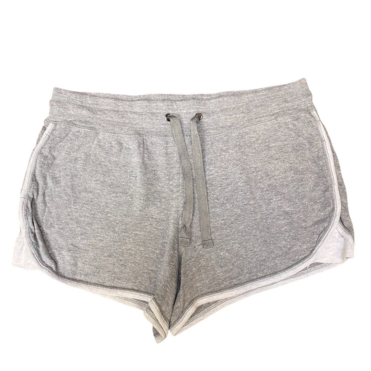 Running Sprinter Shorts Womens L Grey Heather Gym Drawstring Waist Dolphin Hem