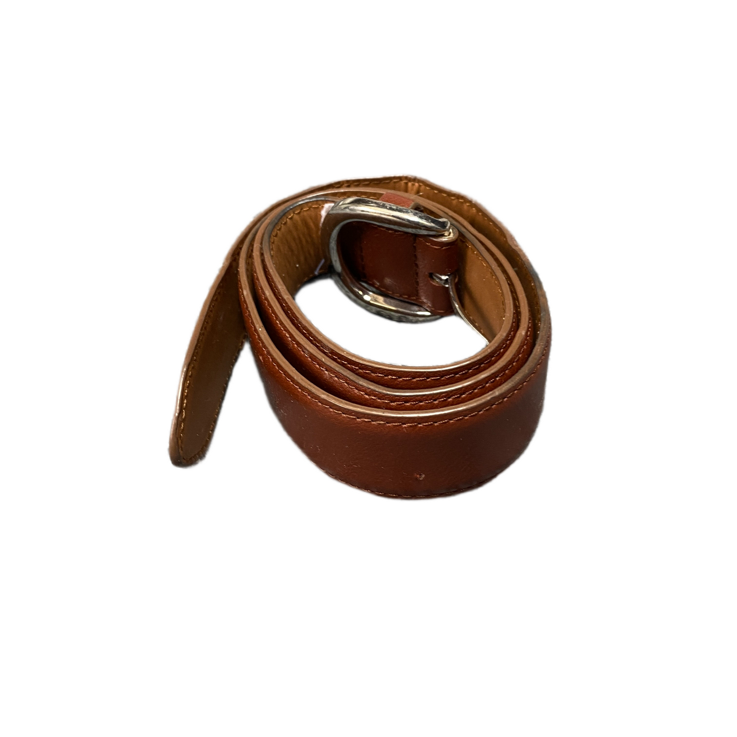 Waist Belt Men Brown Leather Adjustable Classic Silver Pin Buckle 37 inches