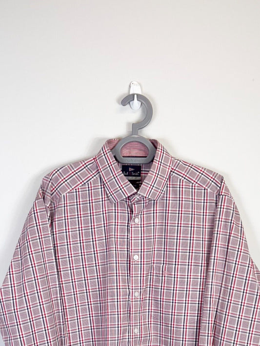Paul Smith Shirt Men XL Red Checkered Comfort Fit Long Sleeve Casual Button Down
