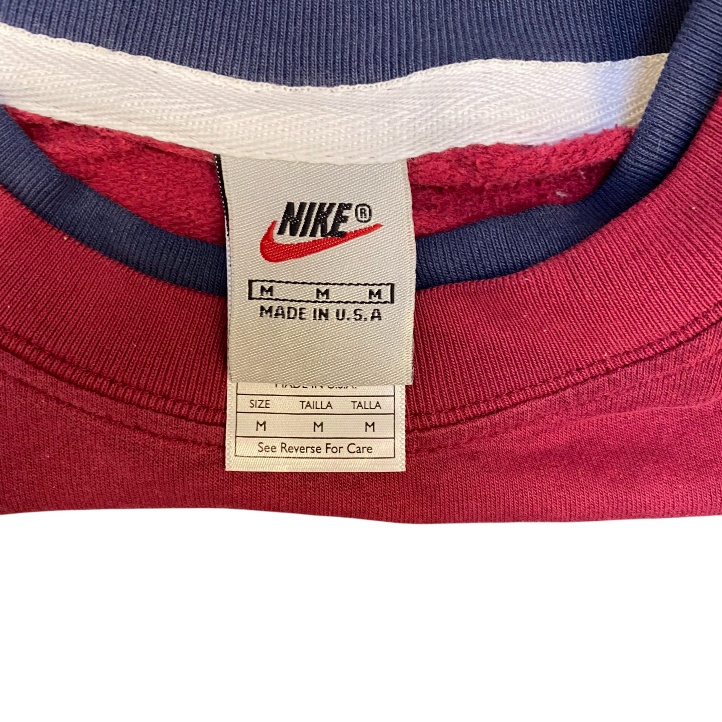 Nike Reworked Sweatshirt Mens M Red Grey Embroidered Spellout Logo Vintage Y2K