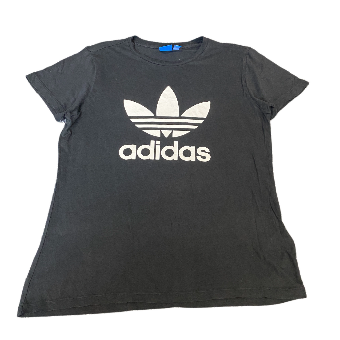 Adidas T-Shirt Women M Black Graphic Logo Casual Short Sleeve Crew Neck Pullover