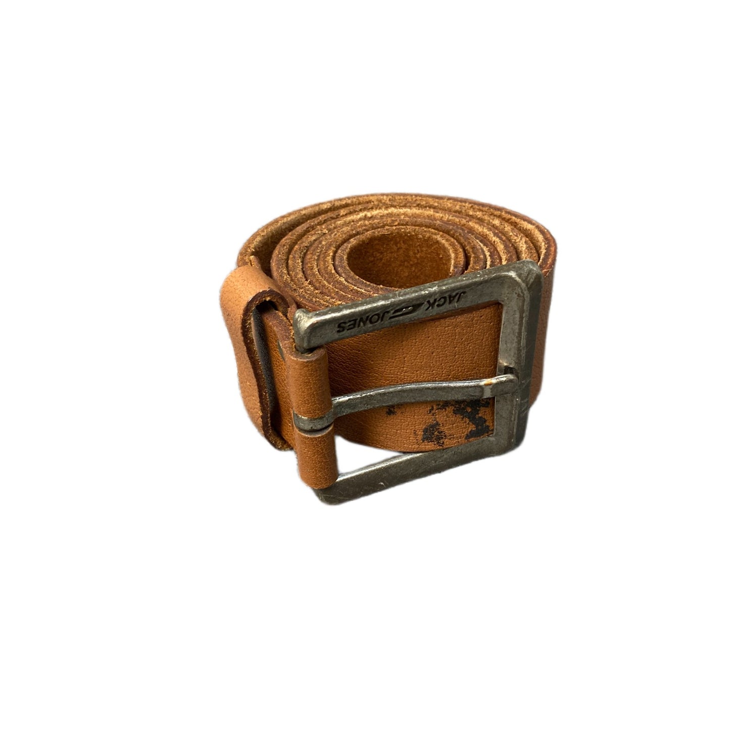 Jack & Jones Waist Belt Men Brown Leather Adjustable Silver Pin Buckle 43 inches