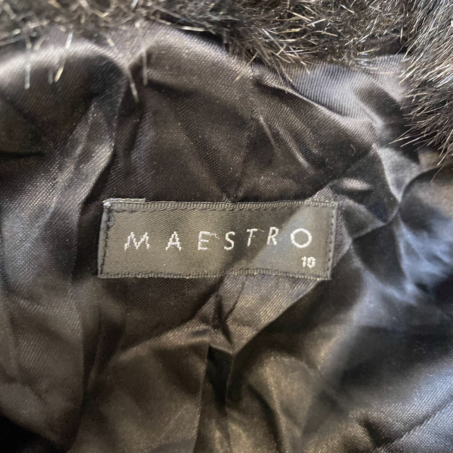 Maestro Faux Fur Coat Womens Medium Brown Black Striped Collar Hook & Eye Front