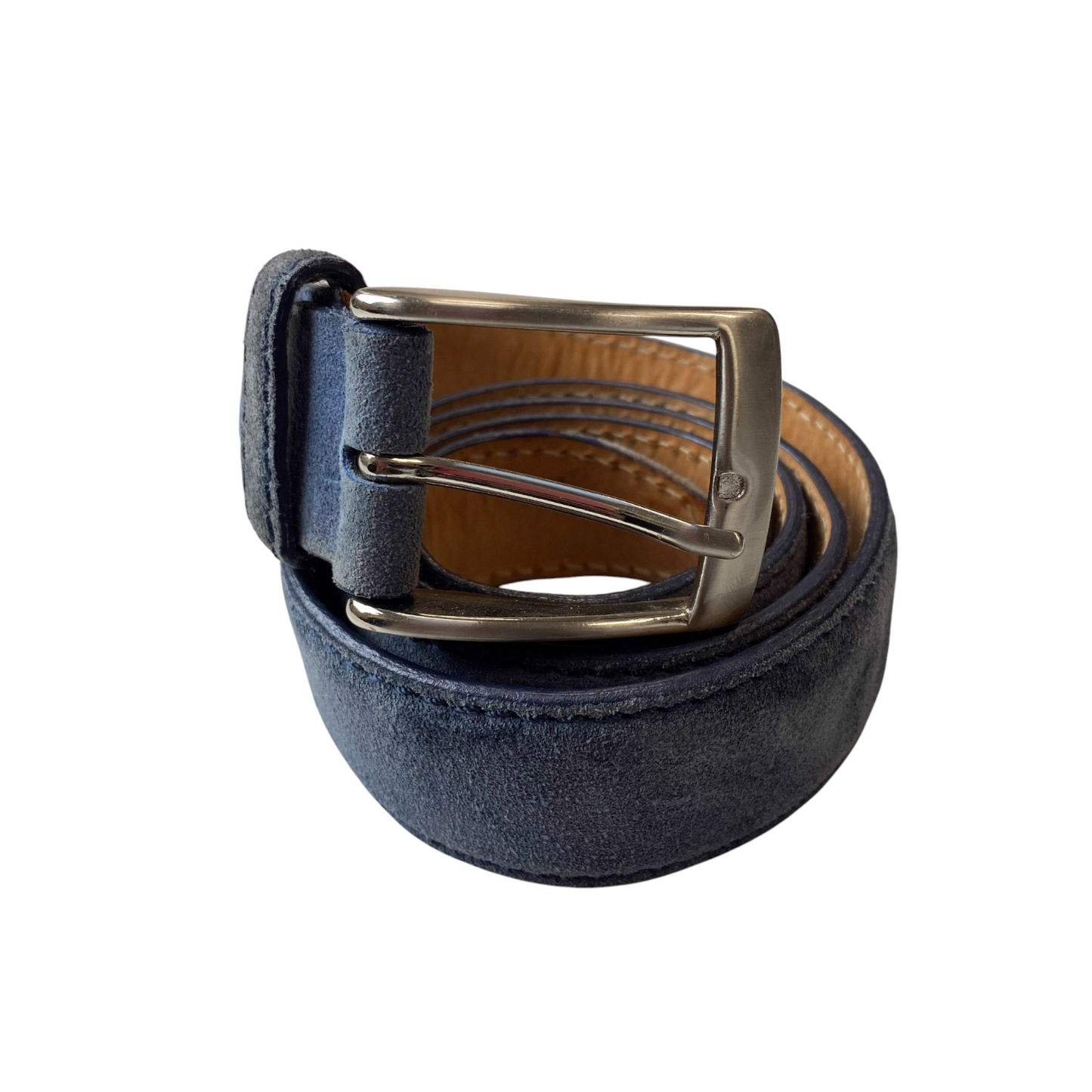 Vtg L'Abate Rosso Italian Belt Mens Blue Genuine Leather Pin Buckle Size 43 in