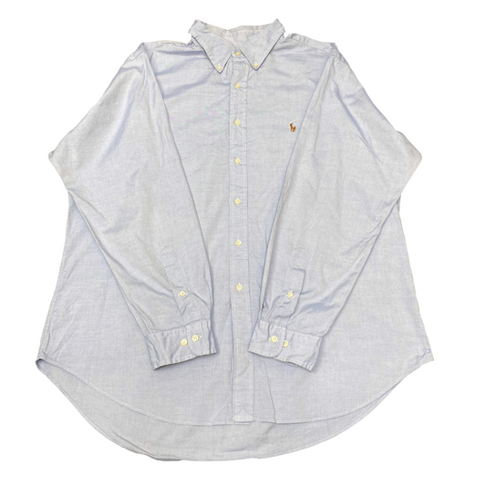 Ralph Lauren Formal Shirt Mens XL Blue Classic Fit Long Sleeve Pony Button Down