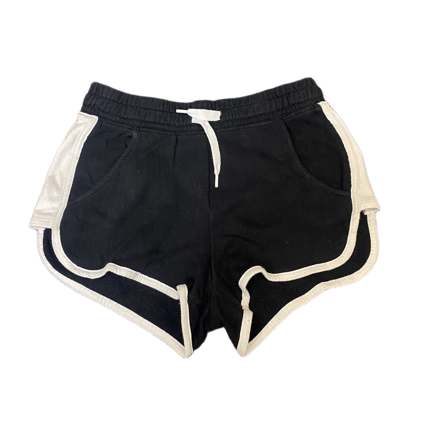 Running Sprinter Shorts Girls M 24" Waist Black White Gym Workout Dolphin Hem