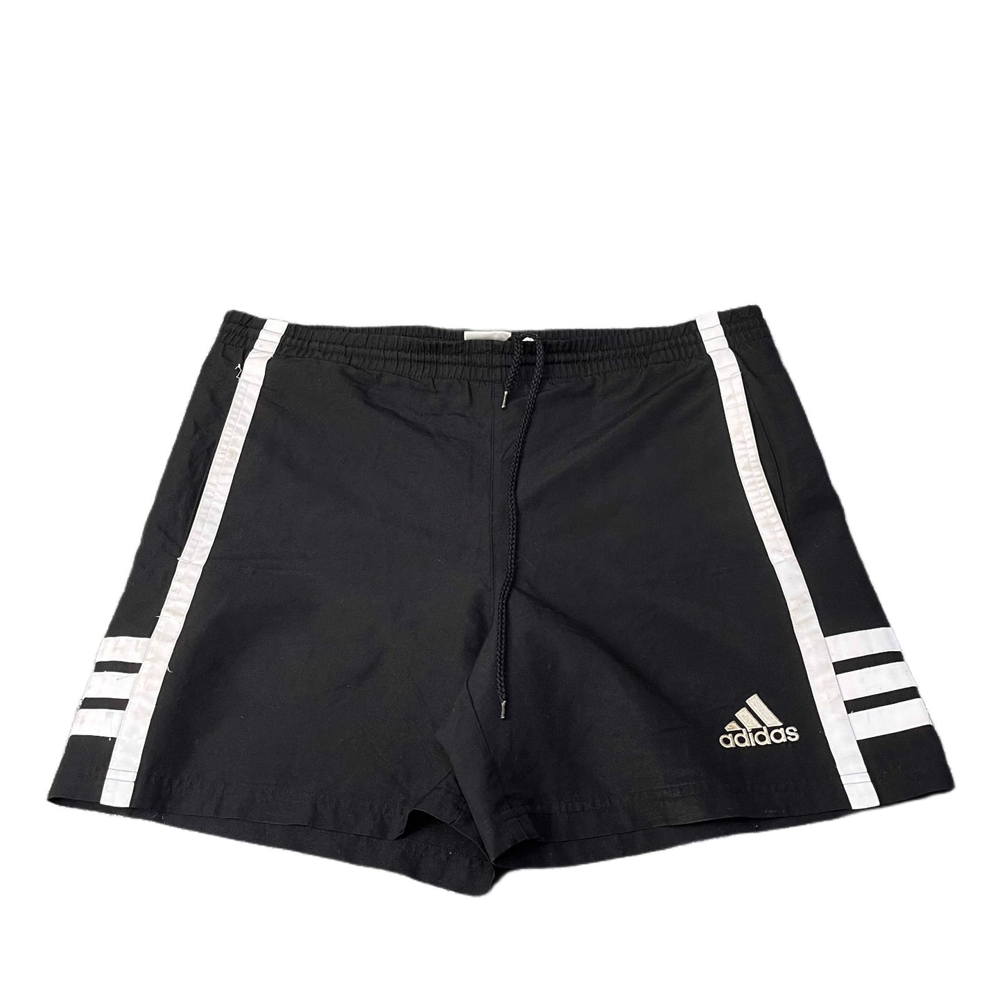 Vtg Adidas Athletic Shorts Mens XL 37" Waist Black White 3-Stripes Gym Training