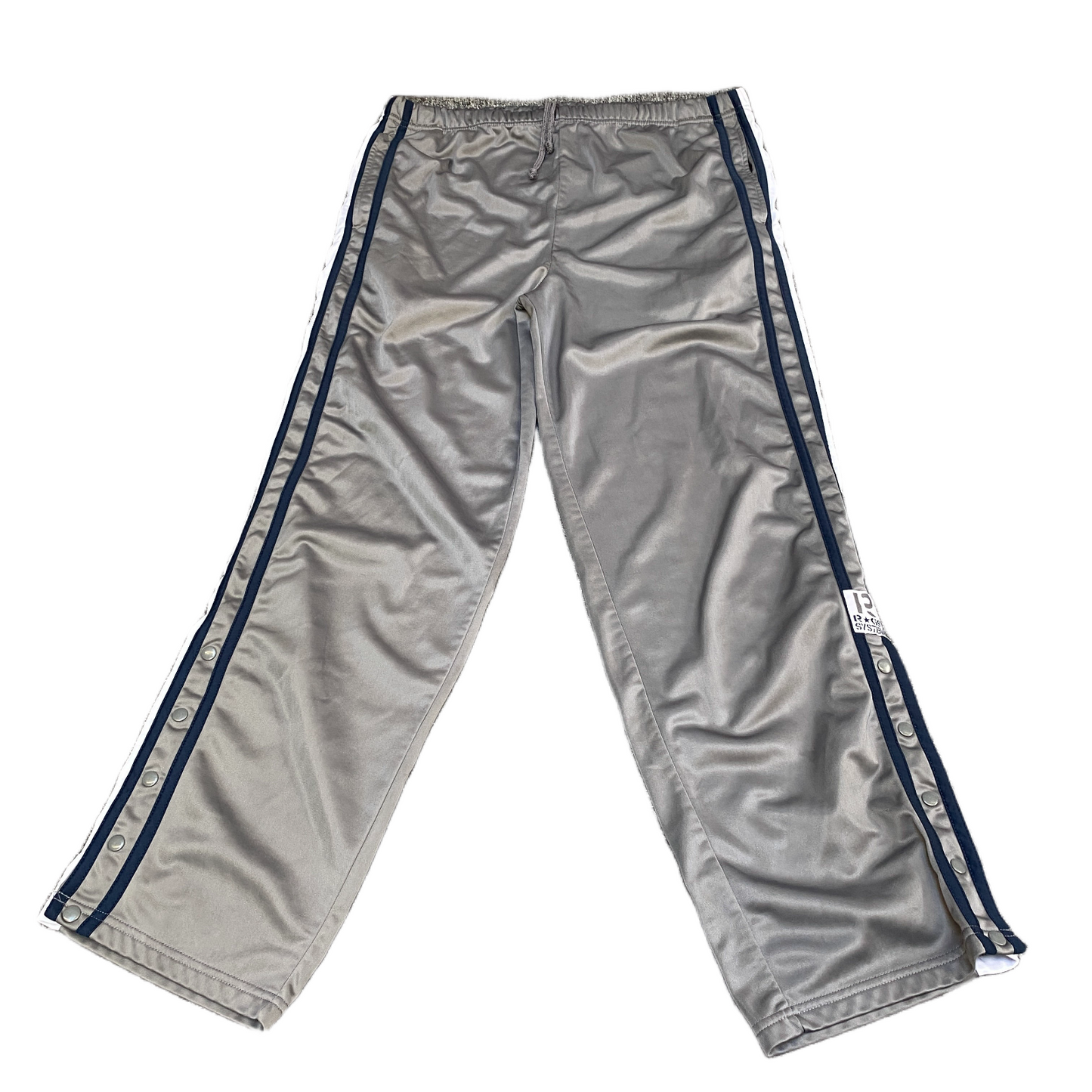 Track Pants Fits as Mens 34" Waist Grey Athletic Ankle Snap Button Trousers