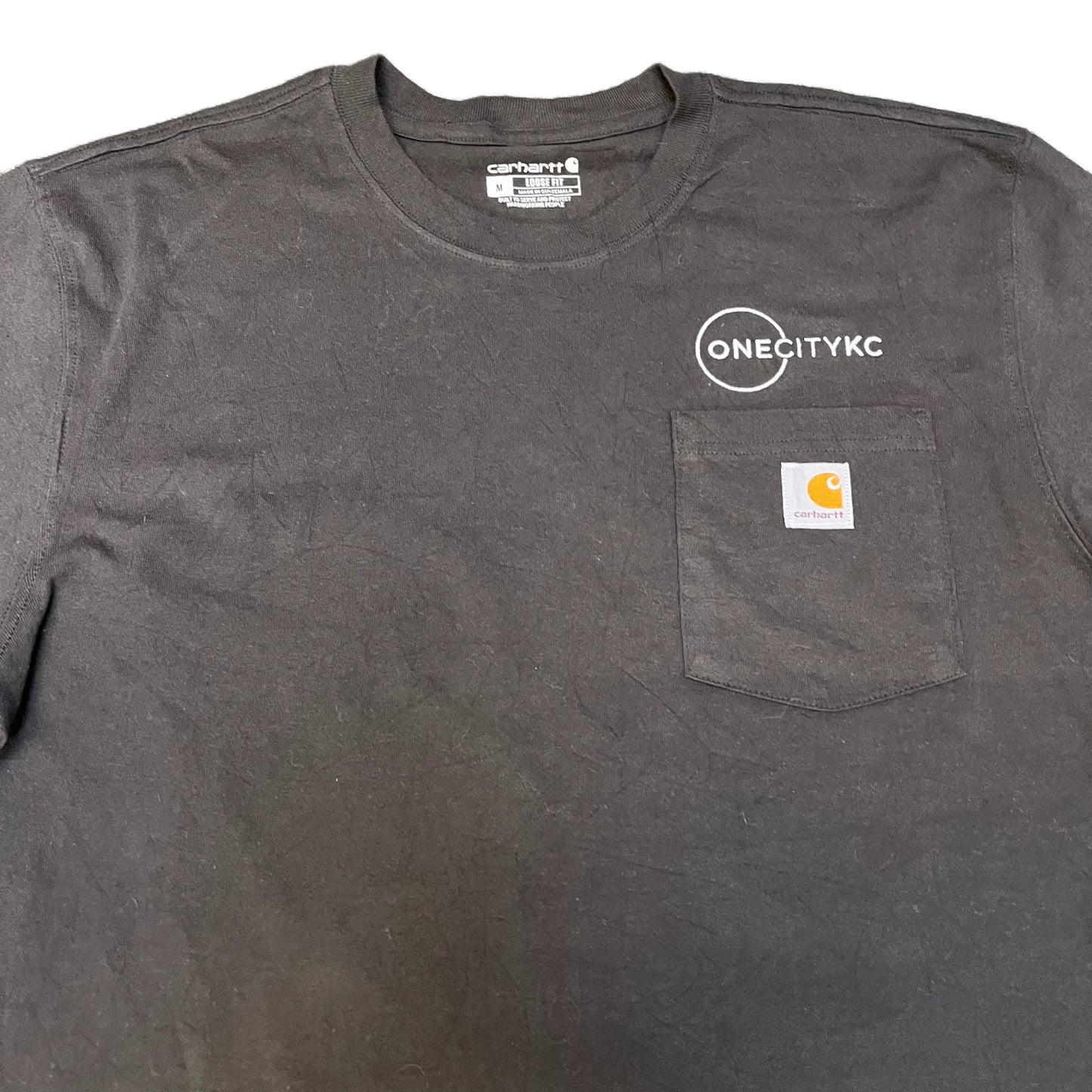 Carhartt Pocket T-Shirt Mens Medium Black One City KC Loose Fit Short Sleeve Tee