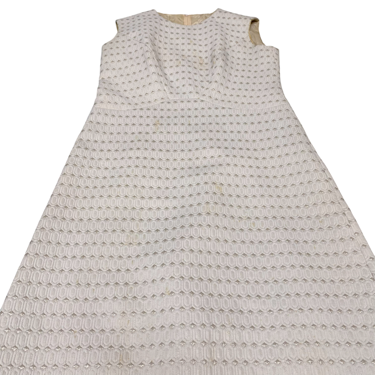 A-Line Dress Womens M White Textured Sleeveless Round Neck Back Zip Outdoor