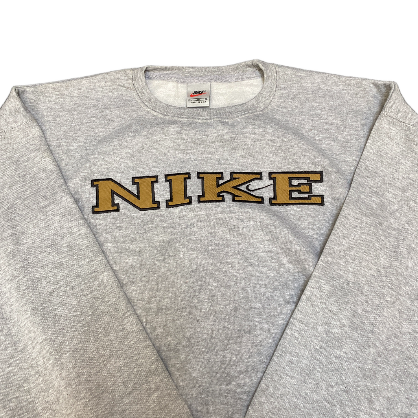 Nike Reworked Sweatshirt Men XL Grey Comfy Embroidered Spellout Logo Vintage Y2K