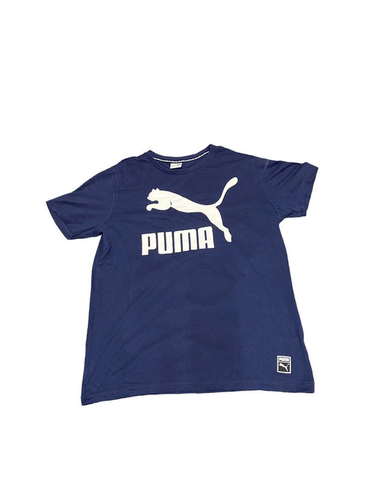 Puma T-Shirt Navy Mens L Chest Logo