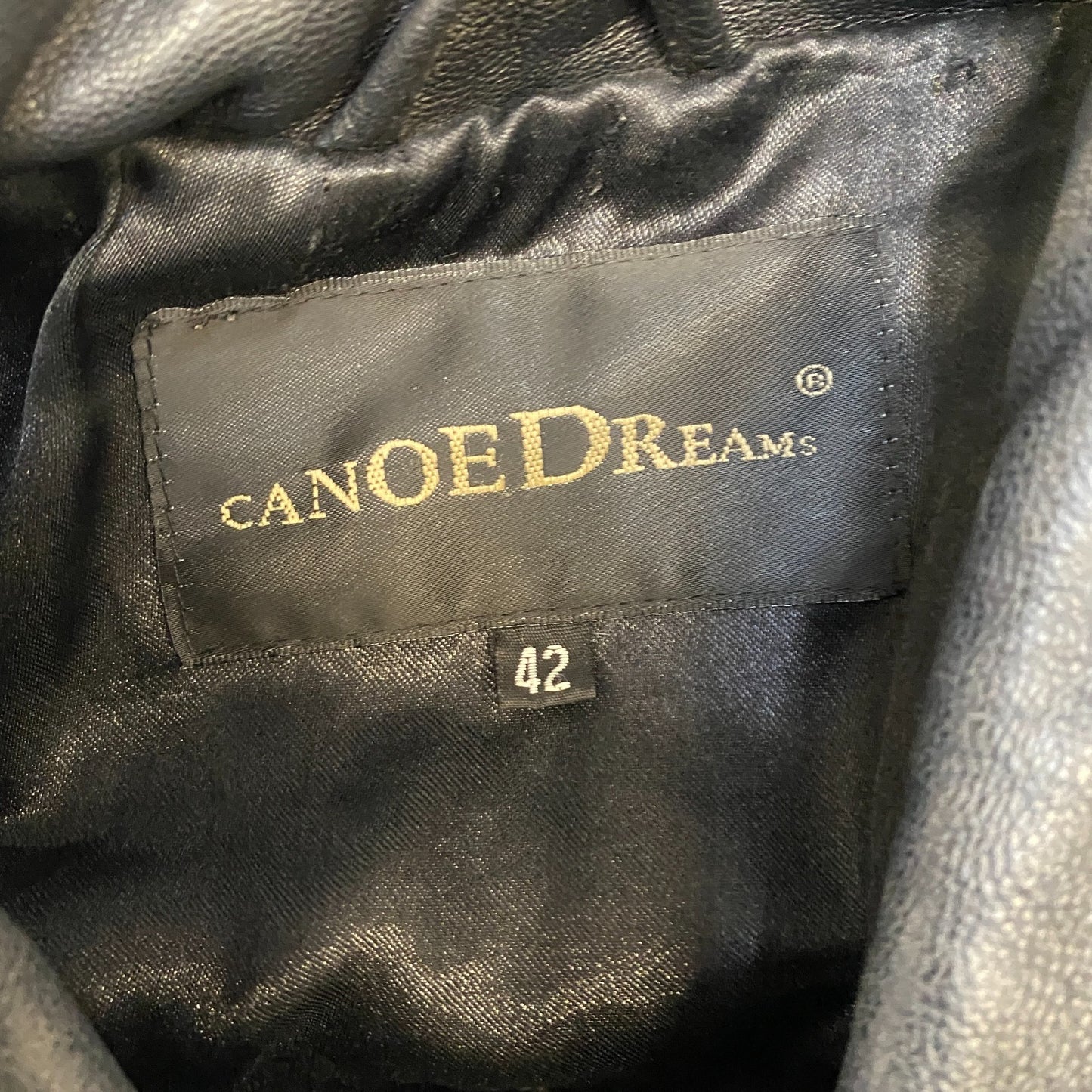 Canoe Dreams Lambs Leather Jacket Womens Medium Black Lined Collared Full Zip