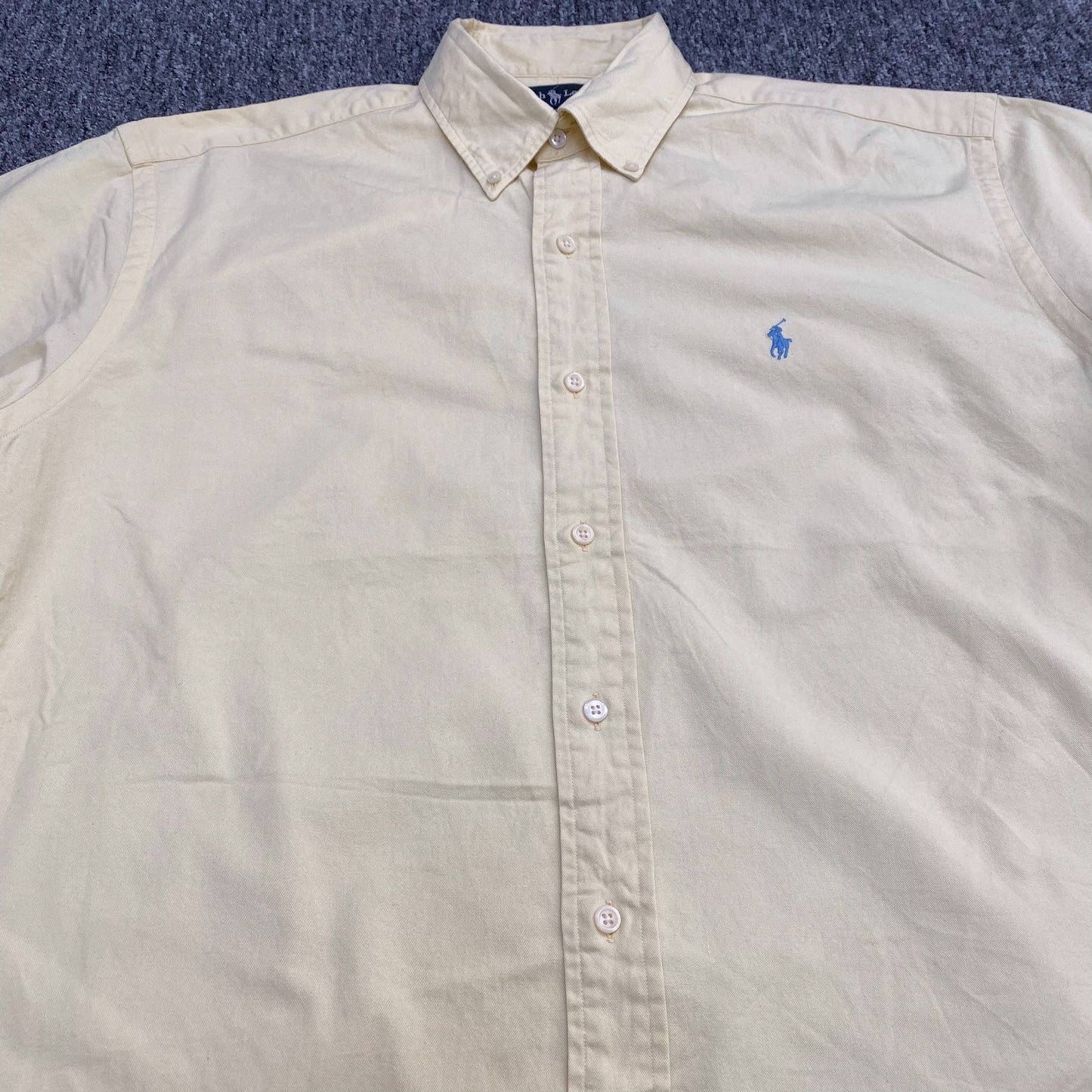 Ralph Lauren Shirt Mens M Cream Blaire Short Sleeve Pony Logo Button Down