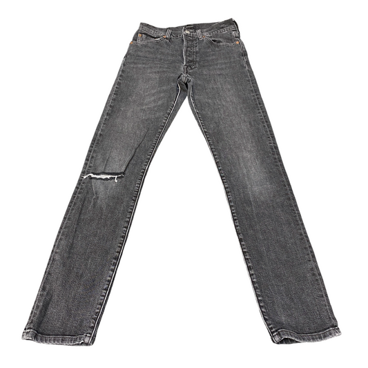 Levi's 501 Jeans Women 25" Waist Grey Denim High Waisted Distressed Straight Leg