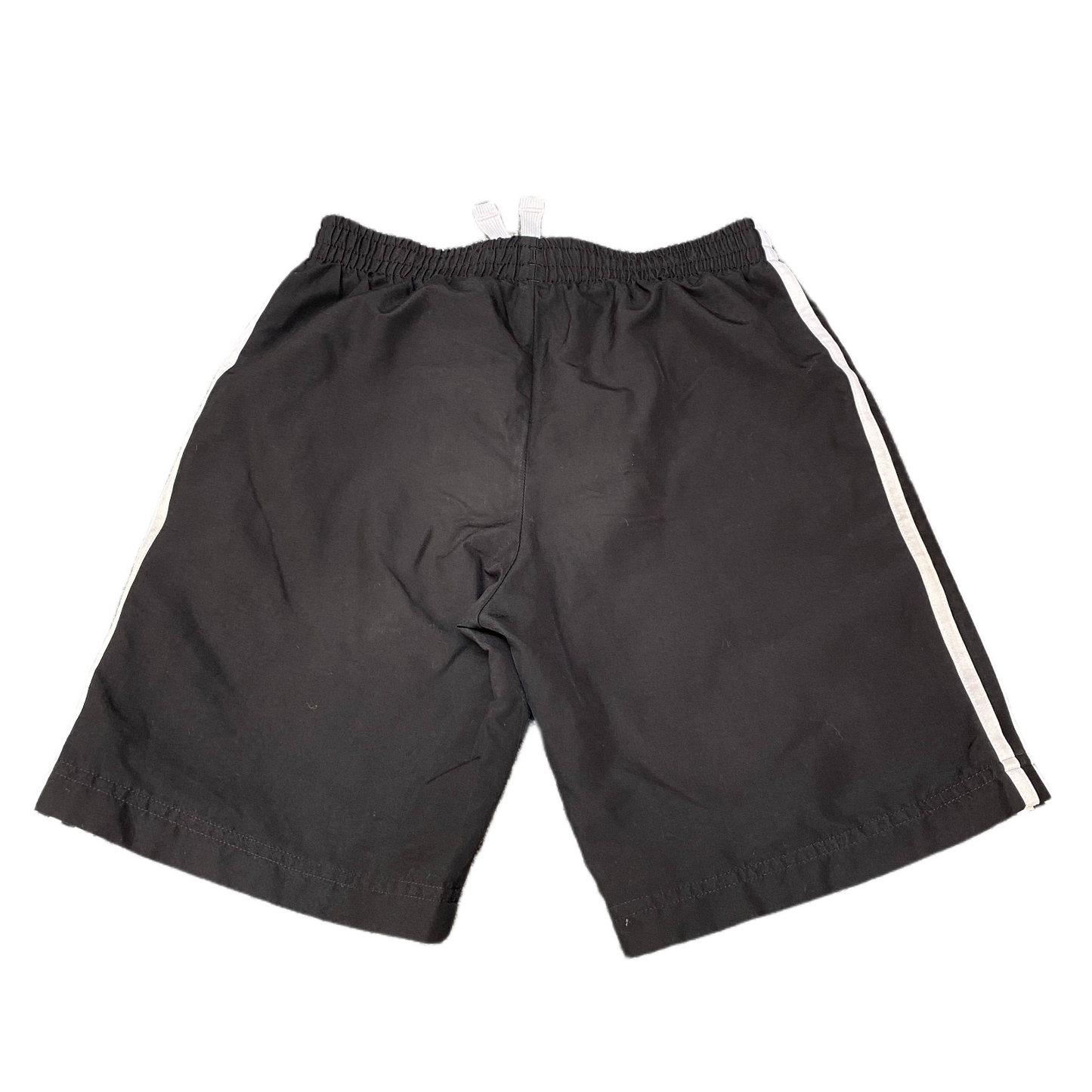 Adidas Shorts Boys Small 24" Waist Black White 3-Stripes Mesh Lined Gym Workout
