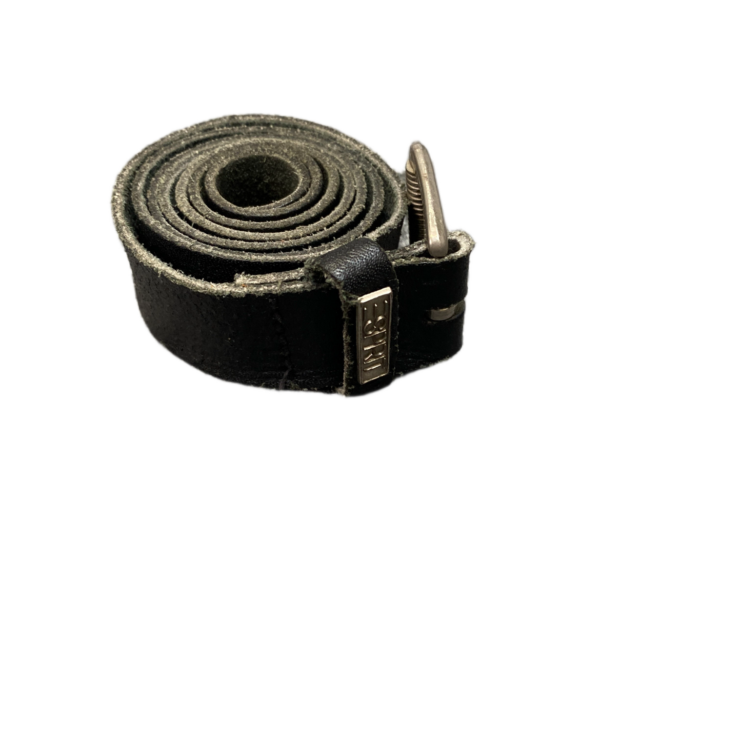 Esprit Waist Belt Mens Black Leather Adjustable Silver Pin Buckle 35.5 inches