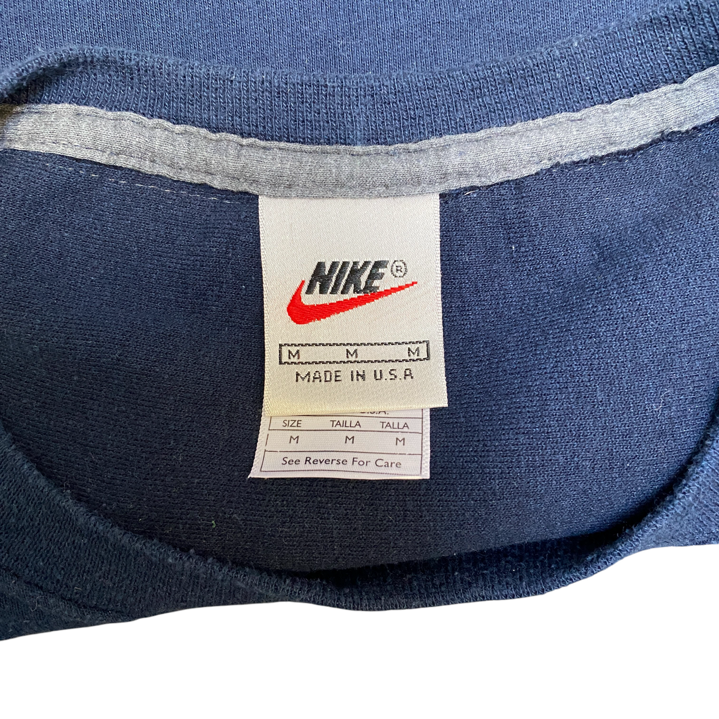 Nike Reworked Sweatshirt Mens M Navy Green Embroidered Spellout Logo Vintage Y2K