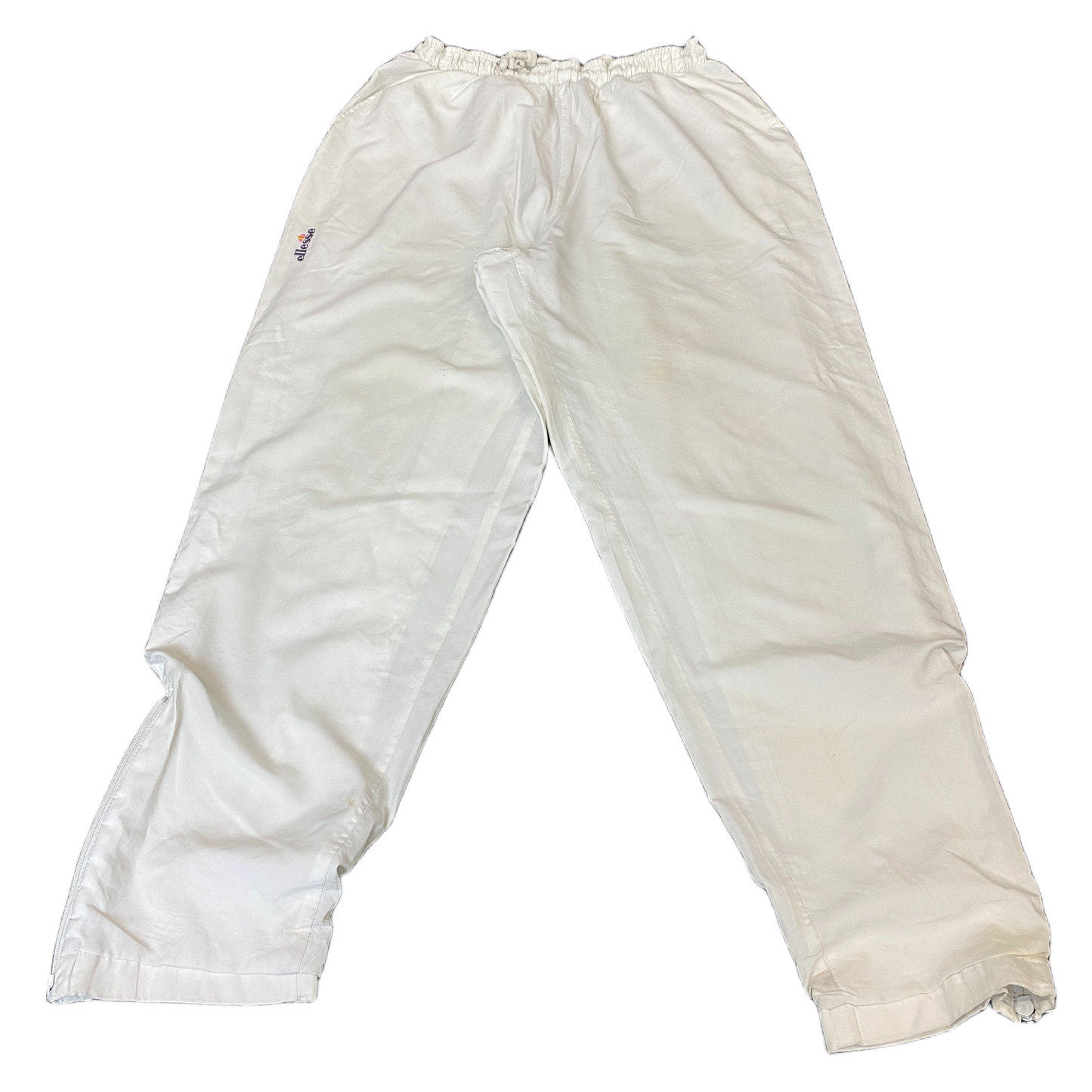 Ellesse Joggers Fits as Womens 25" Waist White Side Zip Drawstring Trousers