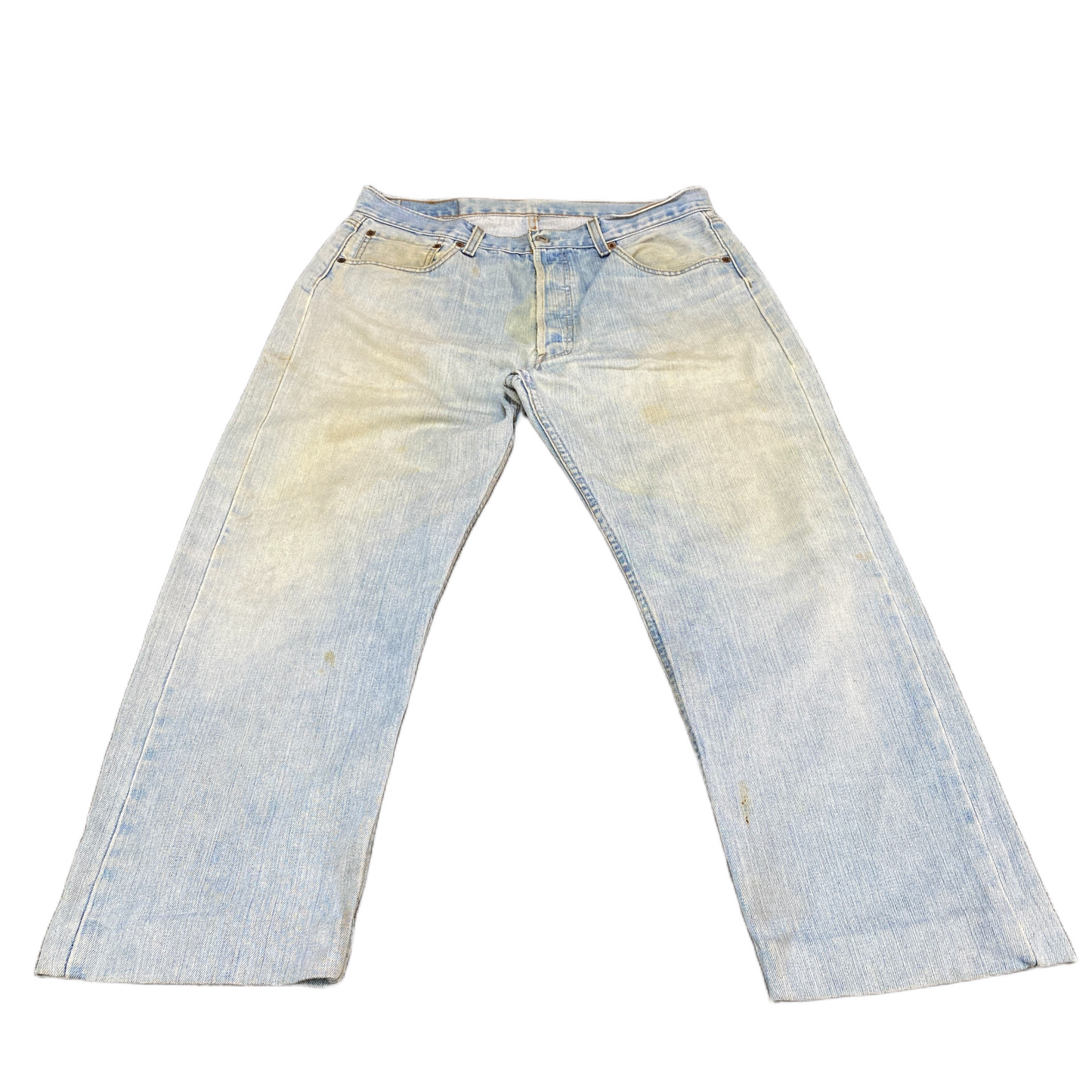 Levi's Jeans Fits as Mens 34" Waist Blue Denim Medium Wash Red Tab Straight Leg