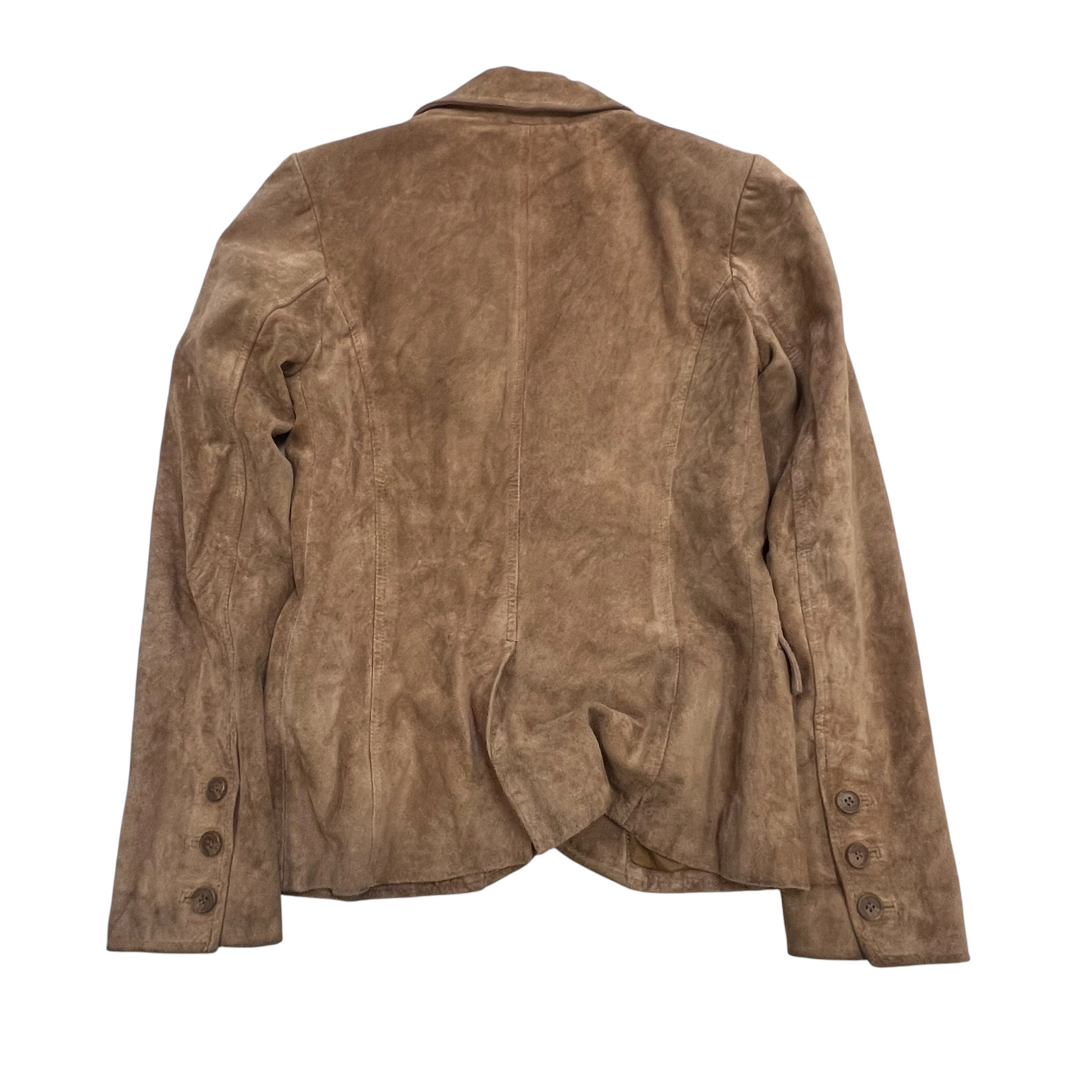 H&M Faux Leather Blazer Jacket Womens Small Brown Notch Lapel Single Breasted