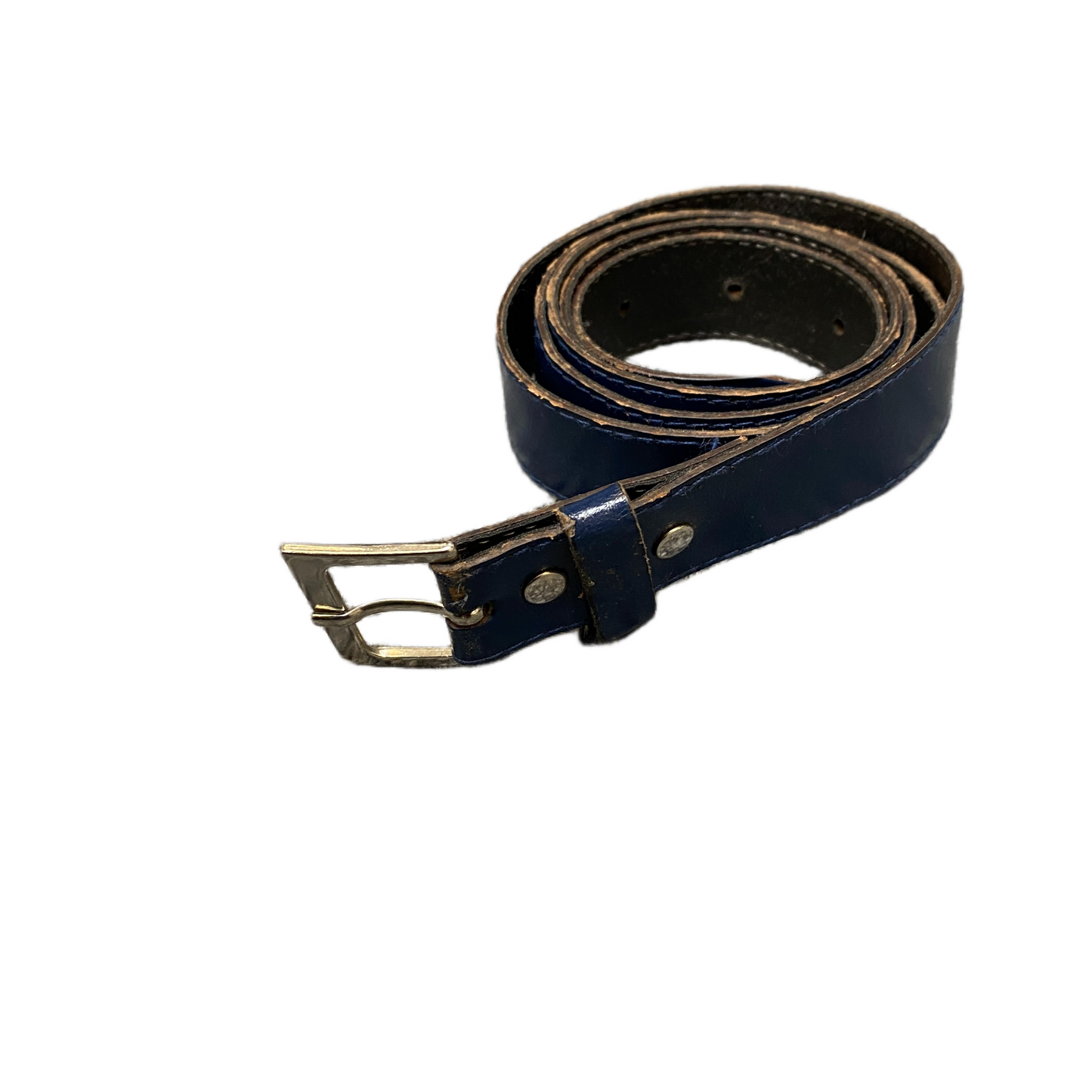 Unisex Baseball Belt Navy Blue Leather Adjustable Pin Buckle Size 41.5 inches