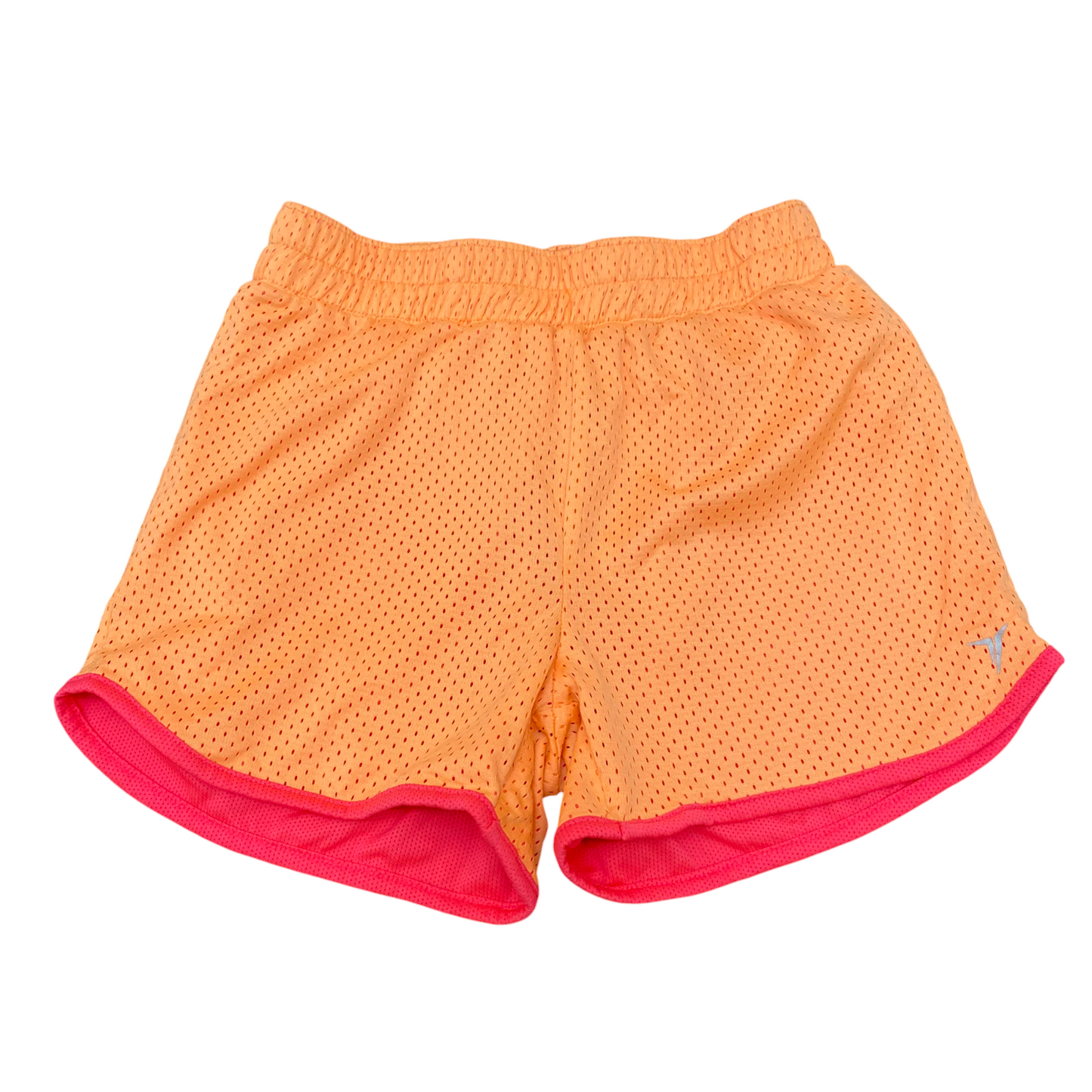 Active Running Sprinter Shorts Women XL Orange Allover Mesh Go Dry Elastic Waist