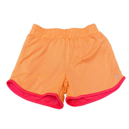 Active Running Sprinter Shorts Women XL Orange Allover Mesh Go Dry Elastic Waist