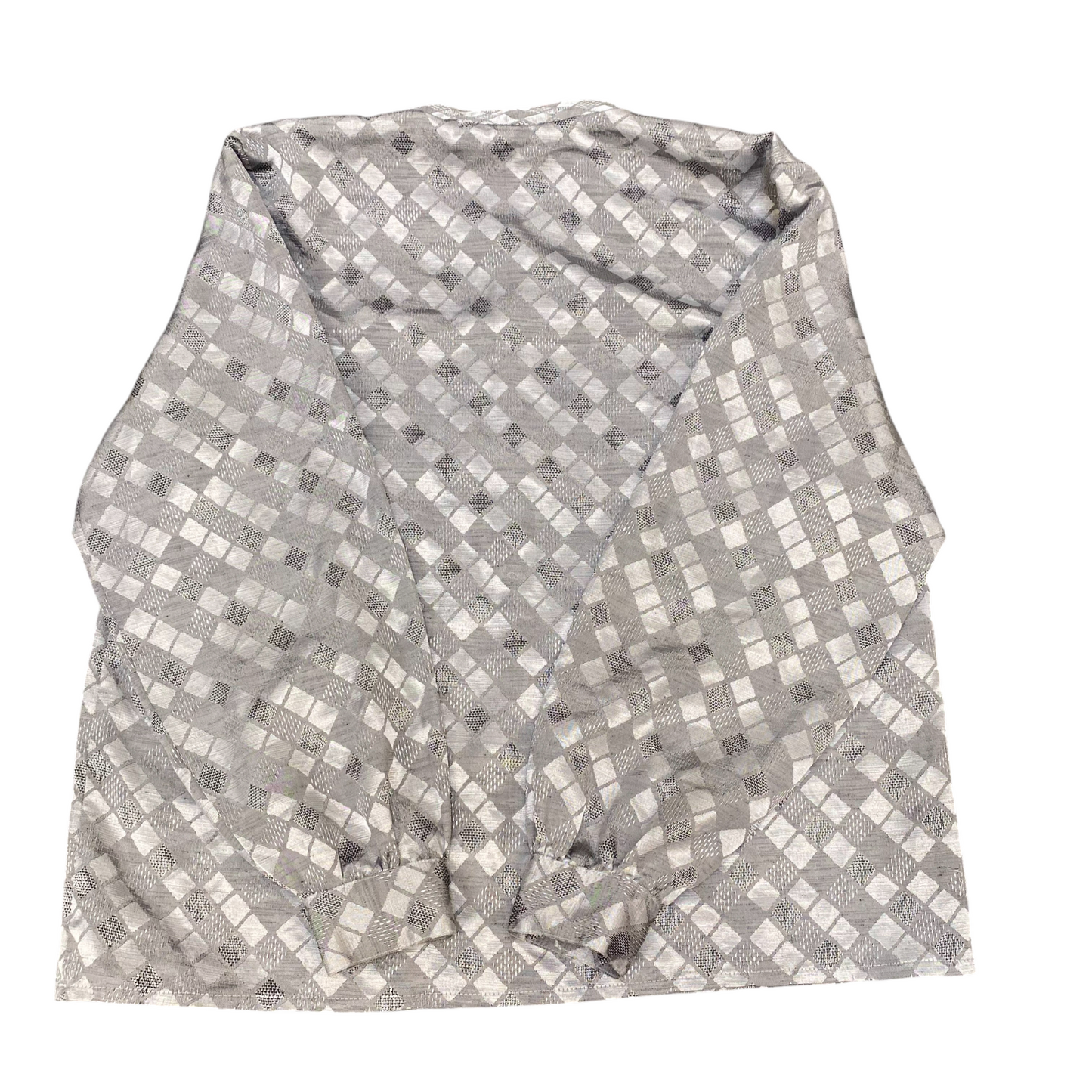 Womens Blouse Top L Grey Geometric Long Sleeve Casual Button Up Outdoor Comfort